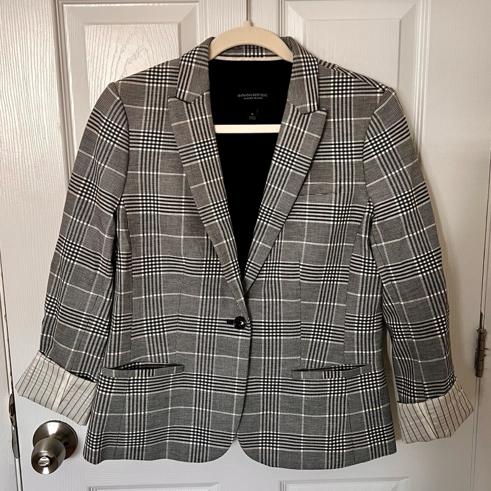 Banana Republic Classic Fit Plaid Blazer Jacket Size 8